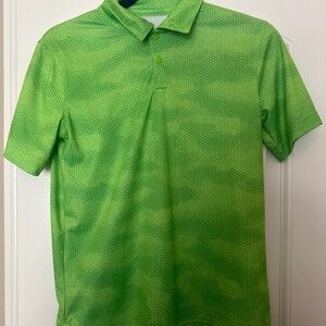 DSG Golf Performance Polo Shirt - Neon Green Hex Pattern - Kids Large